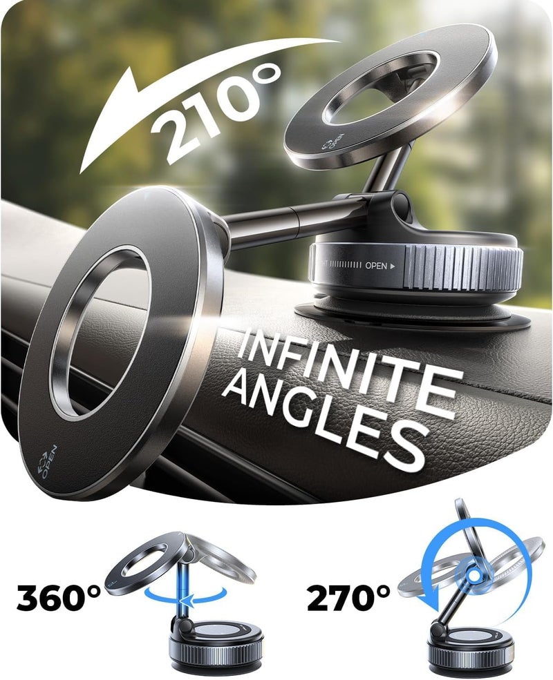 MRGLAS 2026 Upgraded Vacuum Magnetic Phone Holders for Your Car 360° Adjustable Absorption Magnetic Bracket 98LBS Magsafe Suction Cup Phone Mount for iPhone Car Truck Accessories for Men Women - Image 4